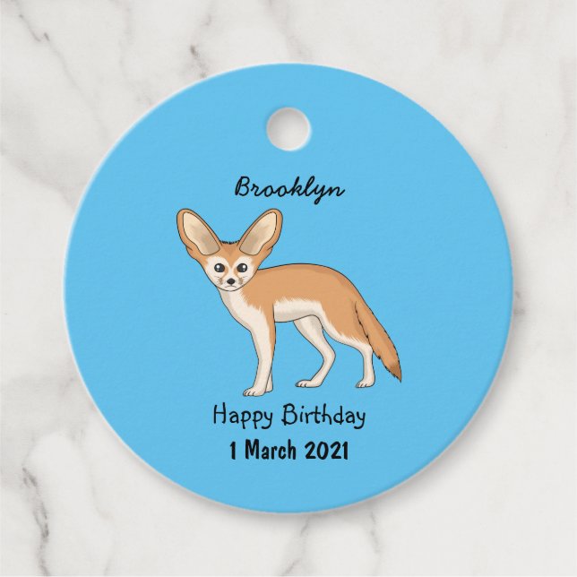 Fennec fox cartoon illustration favour tags (Front)