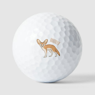Fennec fox cartoon illustration golf balls