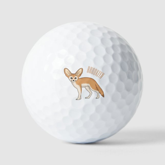 Fennec fox cartoon illustration golf balls (Front)