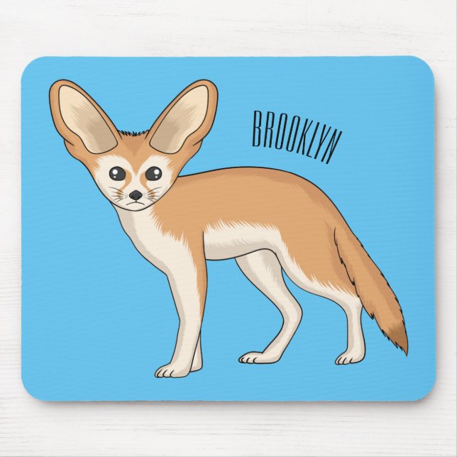 Fennec fox cartoon illustration  mouse pad (Front)