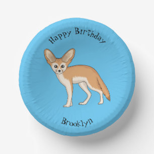 Fennec fox cartoon illustration paper plate