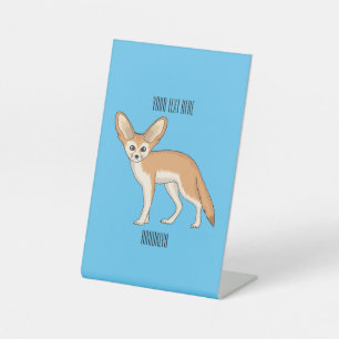 Fennec fox cartoon illustration  pedestal sign