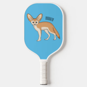 Fennec fox cartoon illustration pickleball paddle