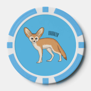 Fennec fox cartoon illustration poker chips