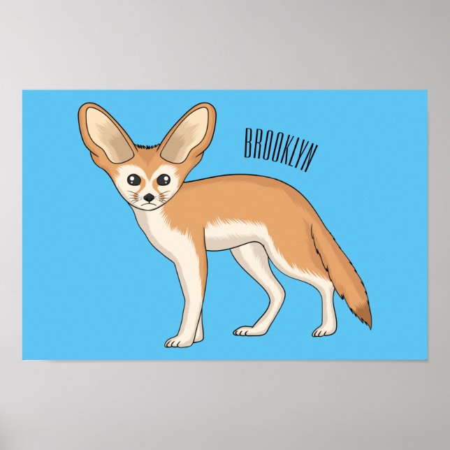 Fennec fox cartoon illustration  poster (Front)