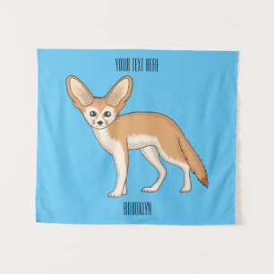 Fennec fox cartoon illustration tapestry