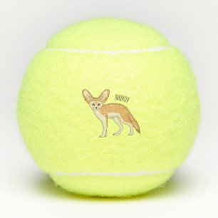 Fennec fox cartoon illustration tennis balls