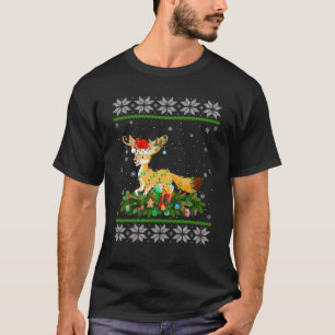 Fennec Fox Christmas Lights Reindeer Santa Hat Ugl T-Shirt