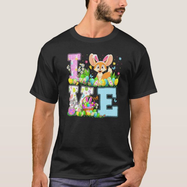 Fennec Fox Easter Egg Hunt Funny Love Fennec Fox E T-Shirt (Front)