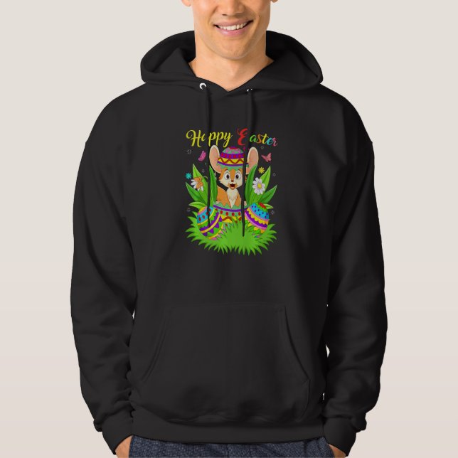 Fennec Fox  Floral Easter Egg Funny Fennec Fox Eas Hoodie (Front)