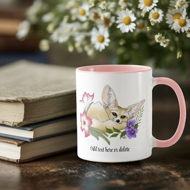 Fennec Fox Flowers Cute Mug (Creator Uploaded)