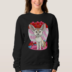 Fennec Fox Heart Valentine Day Cute Decorations Sweatshirt
