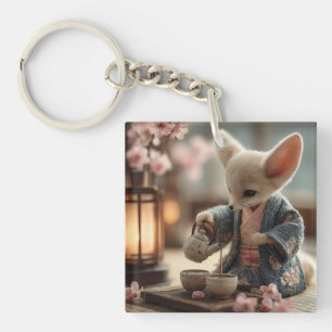 Fennec Fox in a Kimono Performing a Tea Ceremony Key Ring