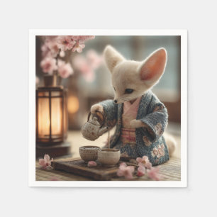 Fennec Fox in a Kimono Performing a Tea Ceremony Napkin