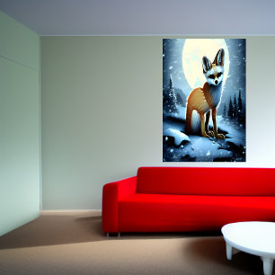 Fennec Fox in the snowy mountain   AI Art  Poster