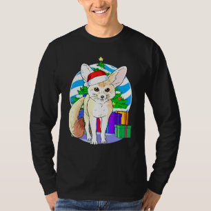 Fennec Fox Santa Hat Christmas Tree Decor T-Shirt