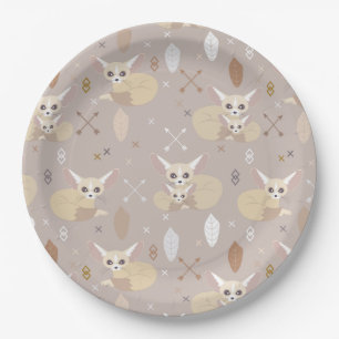 Fennec Foxes Arrows and Feathers Paper Plate