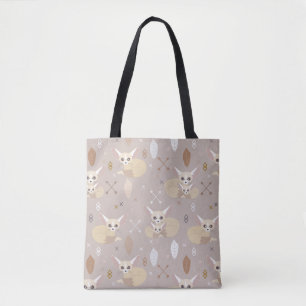 Fennec Foxes Arrows and Feathers Tote Bag