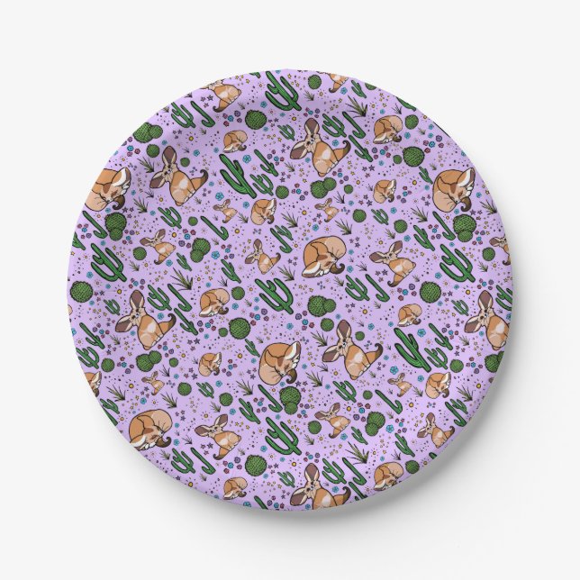 Fennec Foxes in Purple Paper Plate (Front)