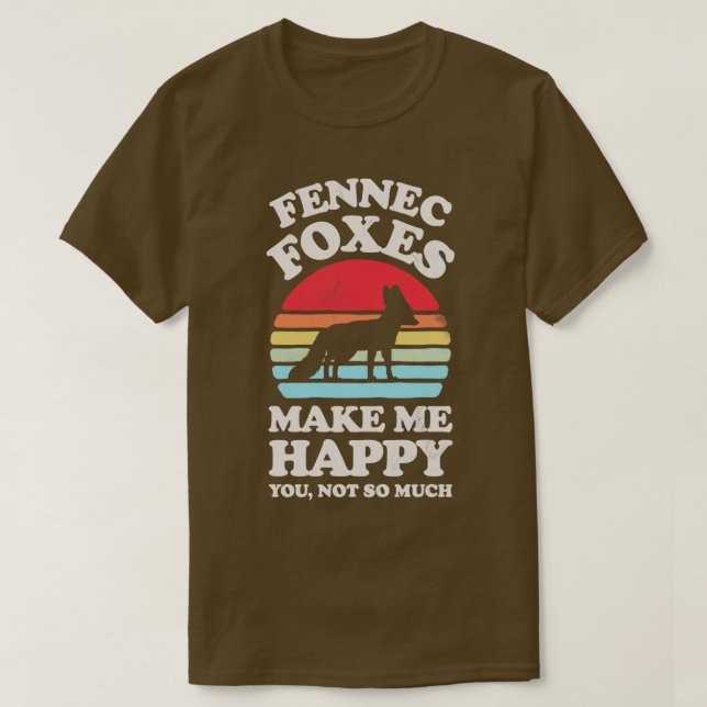 Fennec Foxes Make Me Happy Sunset Retro T-Shirt (Design Front)