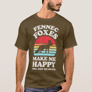 Fennec Foxes Make Me Happy Sunset Retro T-Shirt