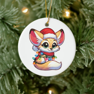 Fennec Merry Christmas Winter Animals Cute Fennecs Ceramic Ornament