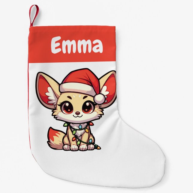 Fennec Merry Christmas Winter Animals Cute Fennecs Small Christmas Stocking (Front)