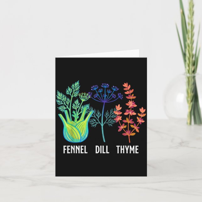 Fennel Dill Thyme Botanical Herb Mum Cooking Card (Front)