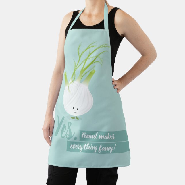 Fennel Makes Everything Fancy Blue White Cute Food Apron (Insitu)