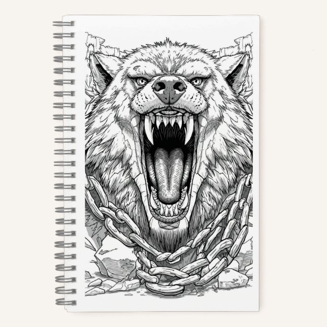 Fenrir Bound Wolf Norse Mythology Sketch Art Noteb Notebook (Front)