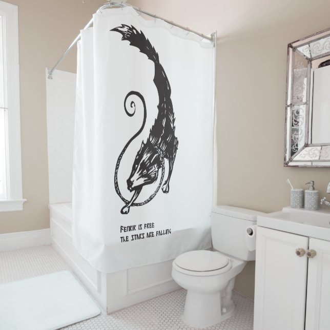 Fenrir Fenris is free dog viking norse mythology Shower Curtain (In Situ)