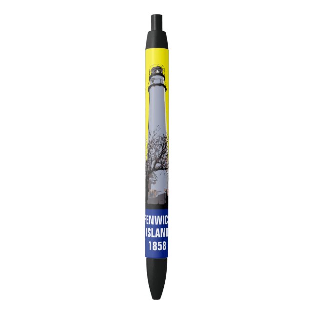 FENWICK ISLAND LIGHTHOUSE BLACK INK PEN (Front Vertical)