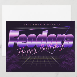 Feodora Name Vorname lila retro Karte Geburtstag Card