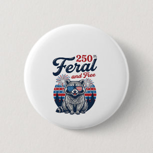 Feral 250 and Free Racoon Patriotic Vector Design 6 Cm Round Badge