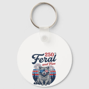 Feral 250 and Free Racoon Patriotic Vector Design Key Ring