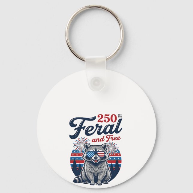 Feral 250 and Free Racoon Patriotic Vector Design Key Ring (Front)