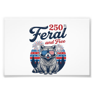 Feral 250 and Free Racoon Patriotic Vector Design Photo Print