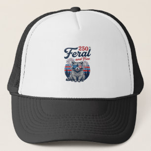 Feral 250 and Free Racoon Patriotic Vector Design Trucker Hat