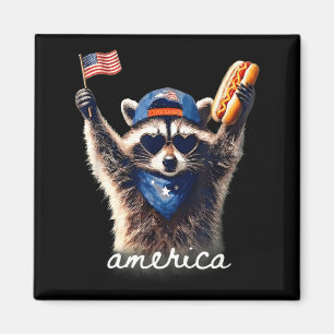 Feral Aamerican Racoon Funny 4th Of July Graphic Magnet