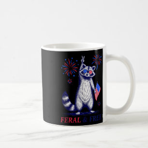 Feral & Free Funny Patriotic Racoon Feral And Coffee Mug