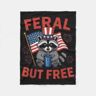 Feral & Free Funny Patriotic Racoon Feral And Fleece Blanket
