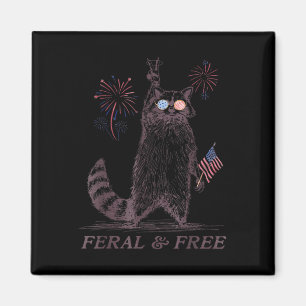 Feral & Free Funny Patriotic Racoon Feral And Magnet