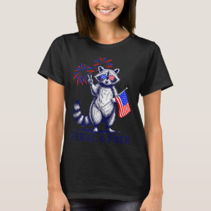 Feral & Free Funny Patriotic Racoon Feral And T-Shirt