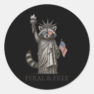 Feral &amp; Free Racoon American Feral Girl Summe Classic Round Sticker