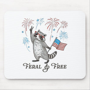 Feral & Free Usa Flag 4th Of July Fireworks Ra Mouse Pad