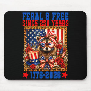 Feral & since 250 usa years 1776 2026 usa flag mouse pad