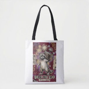 Feral and Beautiful Racoon Aesthetic Retro Vintag Tote Bag