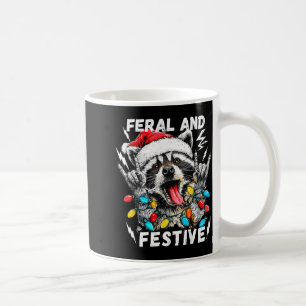 Feral And Festive Funny Christmas Rocker Raccoon S Coffee Mug