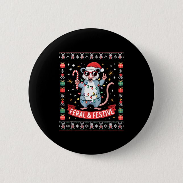 Feral And Festive Ossum Christmas Sweater  6 Cm Round Badge (Front)