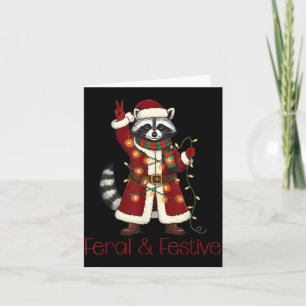Feral And Festive Raccoon Funny Christmas Card